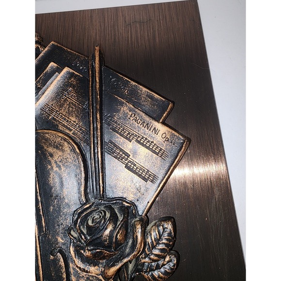 Coppercraft Guild copper art‎ Violin roses and sheet music 3D - Picture 4 of 6